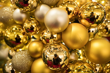 palle, sfocatura, luminoso, celebrazione, Natale, sfere di Natale, decorazione di Natale