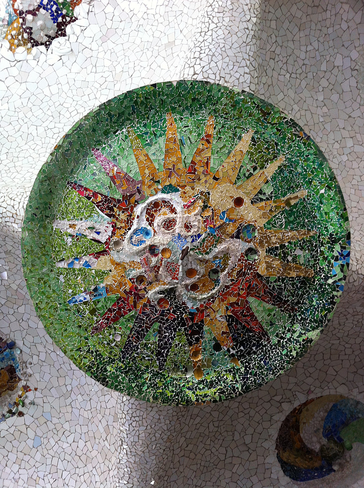 mozaika, Gaudi, Barcelona, zahradní gaudí