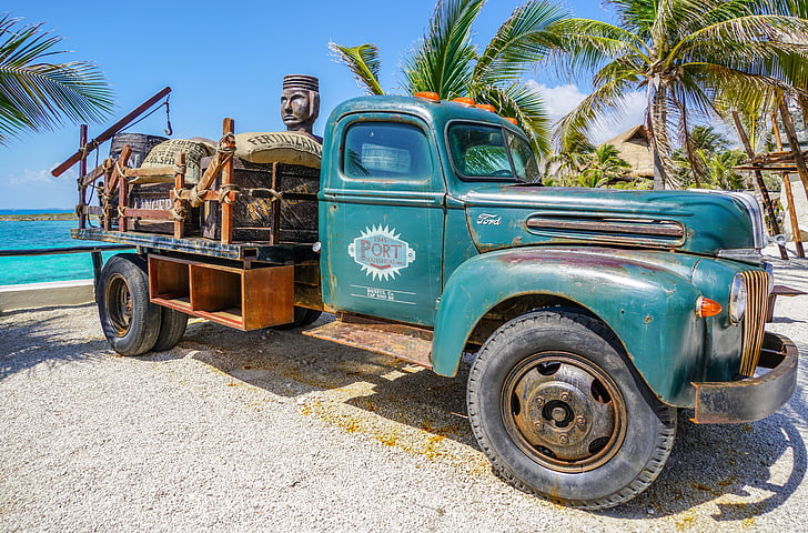 camió, mobles, Mèxic, Cozumel, anyada, vell, vehicle