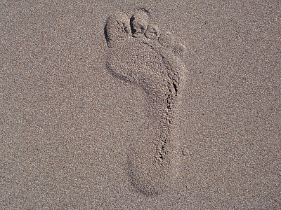 piedi, ristampa, sabbia, impronta, Spiaggia di sabbia, Vacanze