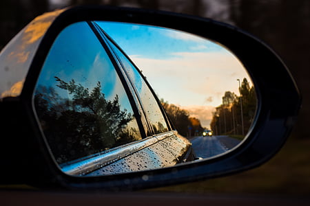 specchio, auto, strada, pioggia, solare, da solo, rapidamente