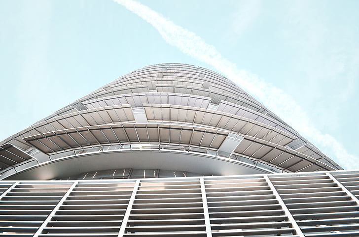nízká, úhel, Fotografie, vysoká, vzestup, budova, Architektura