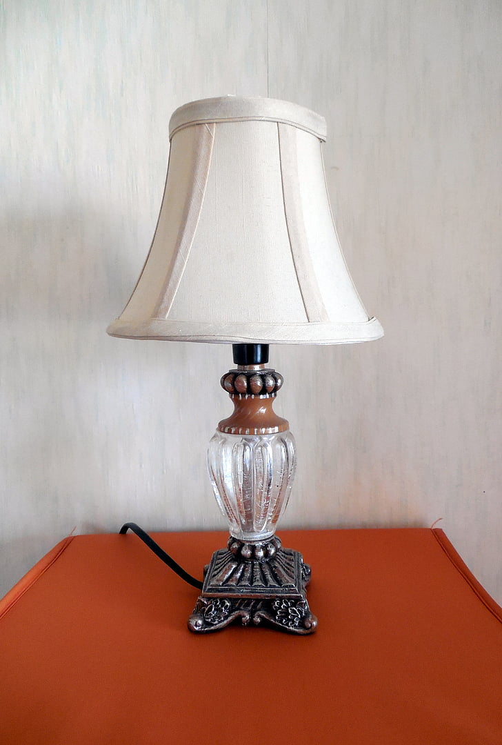 bordlampe, lampe, lampeskærm, dekorative, retro, gamle