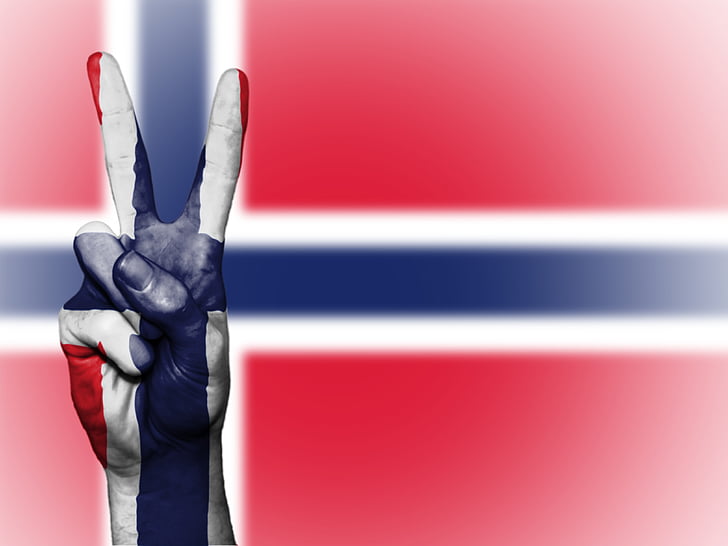 Norvēģija, miera, roka, valsts, fons, banner, krāsas