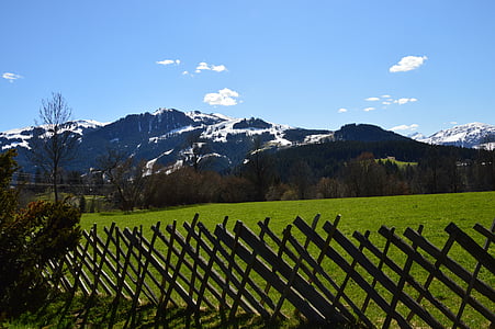 dřevěný plot, Kitzbühel, jaro, Příroda, Hora, plot, krajina