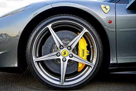 Ferrari, roda, aliatge, cotxe, vehicle, l'automòbil, velocitat