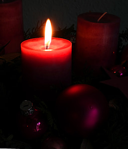 Adventni venec, pojav, božič, sveča, plamen, meditativni, roza