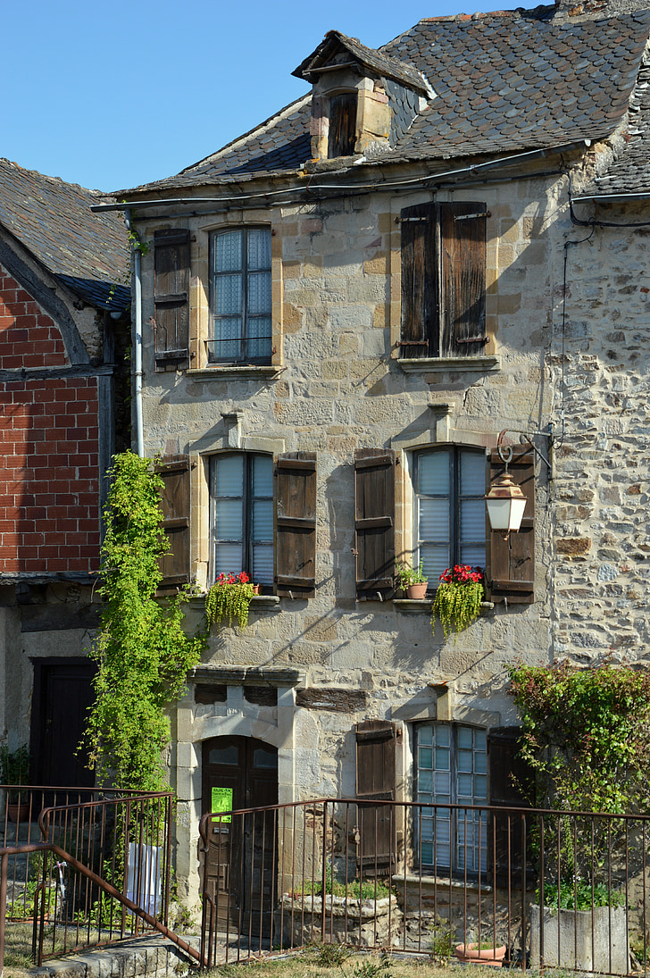 rumah, rumah-rumah tua, rumah tua, Aveyron, Warisan, windows lama