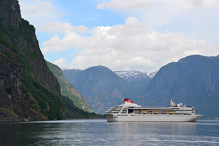 crucero, crucero, de la nave, Noruega, fiordo, montañas