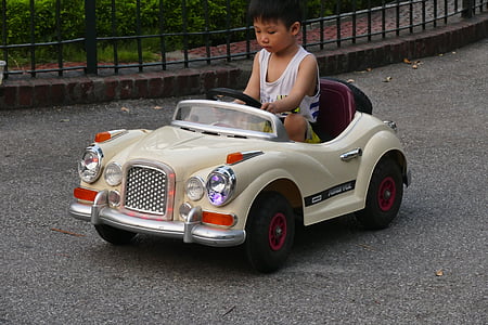 Vietnam, dítě, okamžik, cesta, auto, venku, retro stylu