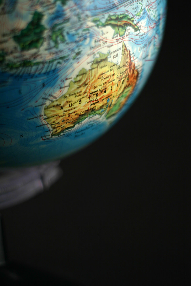 Globe, Αυστραλία, Ήπειροι, γη, κόσμο, παγκοσμιοποίηση, παγκόσμια