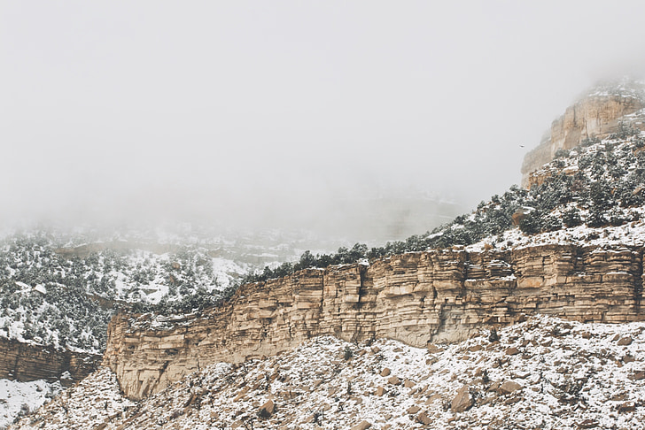 Bergen, sneeuw, mist, Colorado, landschap, natuur, winter