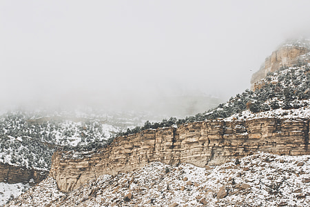 hegyek, hó, köd, Colorado, táj, természet, téli