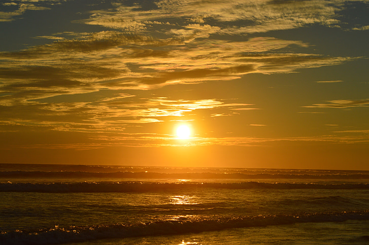 sunset, sun, sand, sea, ocean, landscapes, horizon