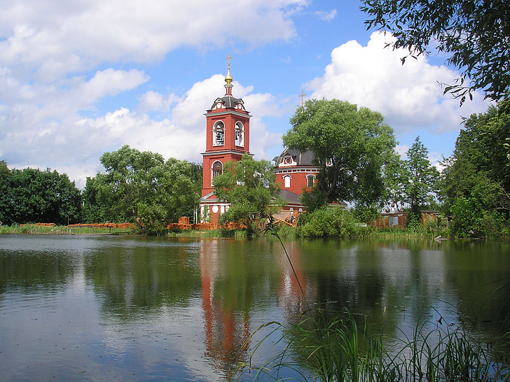 Rusland, kirke, Sky, skyer, landskab, naturskønne, søen