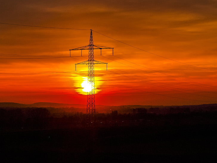 Západ slunce, krajina, večer