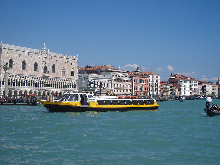 лодка, туристы, Венеция, канал, путешествия, Туризм, воды