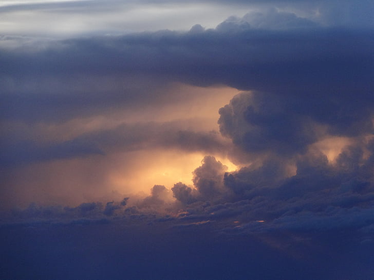 Cumulonimbus, Storm, zonsondergang, hemel, wolken van de hemel, wolk lucht, gloeien