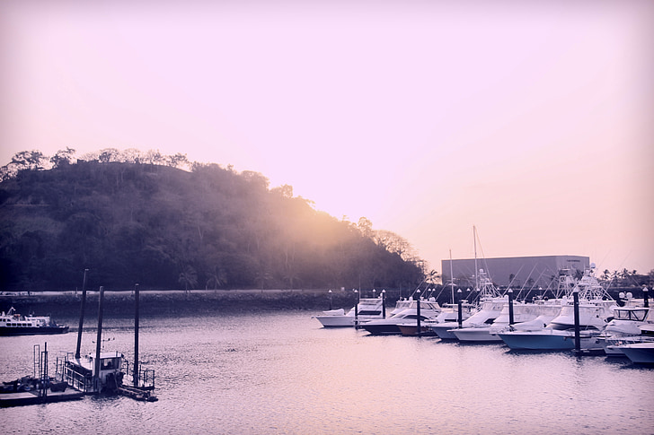 Panamà, posta de sol, embarcacions, port esportiu, Port, Port, l'aigua