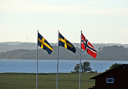 drapeaux, Suédois, Norvégien, drapeau de la Suède
