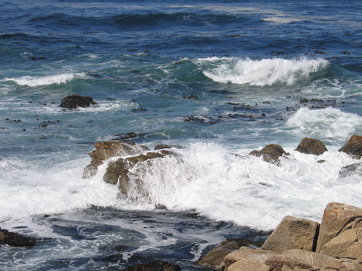 Ocean, skaly, scenérie, vonku, Surf, Zobrazenie, vlny