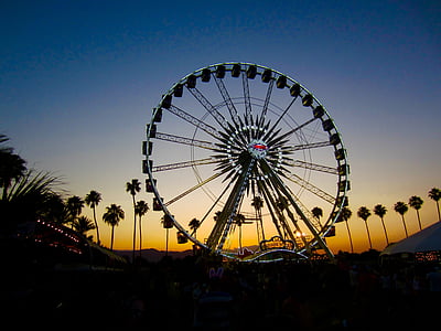 Coachella, óriáskerék, óriáskerék, szórakozás, vidámparki vasútról, vidámpark, utazik farsangi