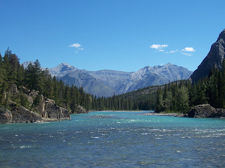 sông, Canada, màu xanh, bầu trời xanh du lịch, kỳ nghỉ, cây, màu xanh lá cây