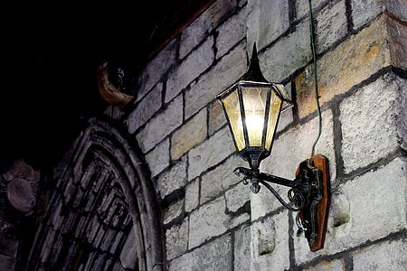 ljus, medeltiden, Vintage, kloster, cloisteren, ingång, lampan
