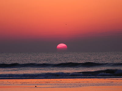 nascer do sol, praia, céu, Costa, reflexão, Horizon, amanhecer