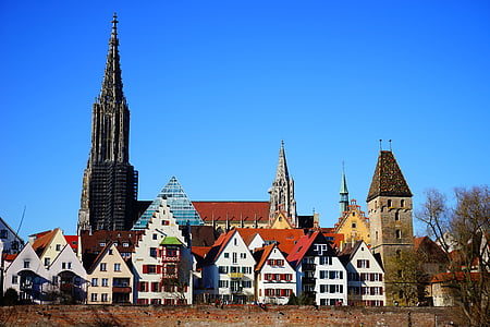 nudi, Ulm, Münster, stavbe, dom, mesto, pogledom na mesto