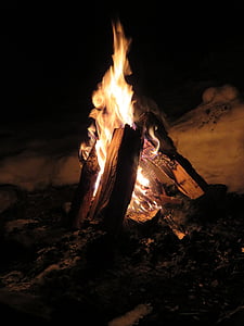 foc, foguera, flama, cremar, incendi, campament, fusta