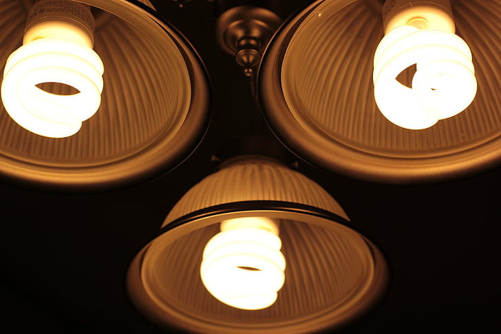luces, Closeup, ahorro de energía, fluorescente, bulbos de, brillante, Lámpara