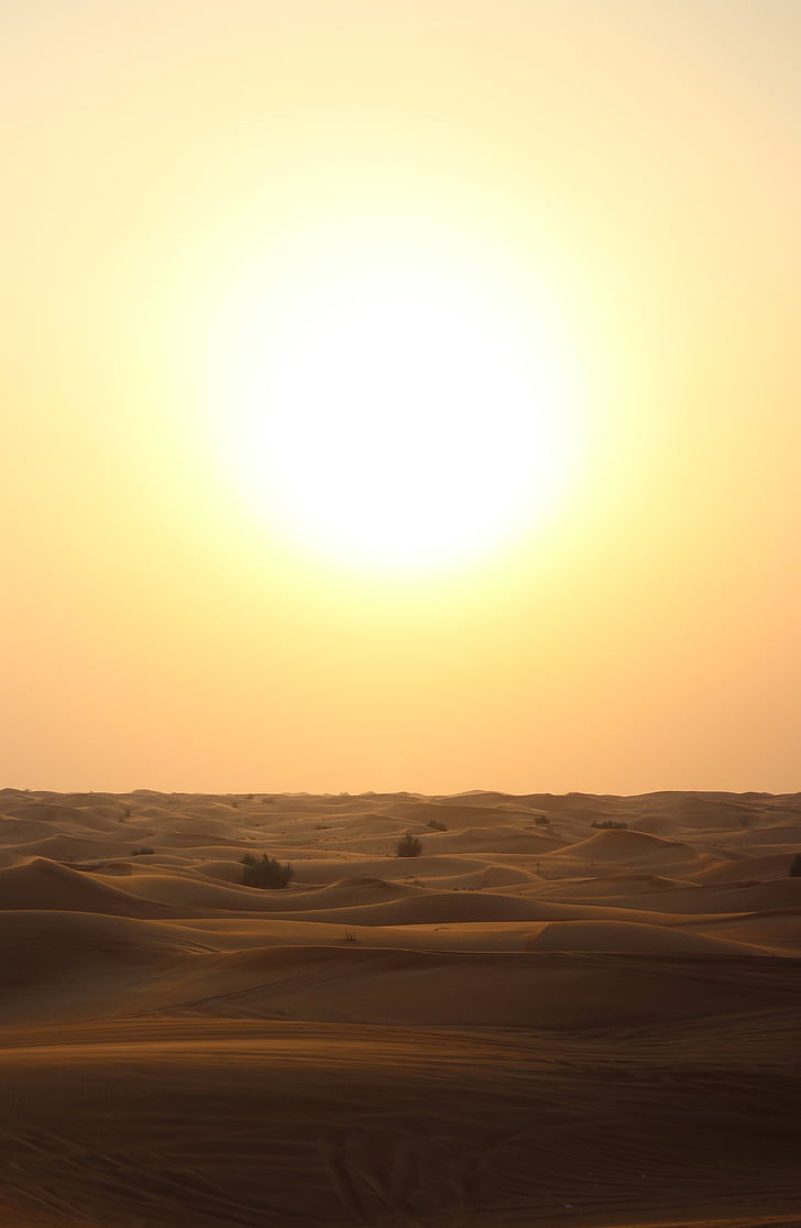 Пустинен пейзаж, залез, пустиня, пейзаж, небе, пясък, сухо