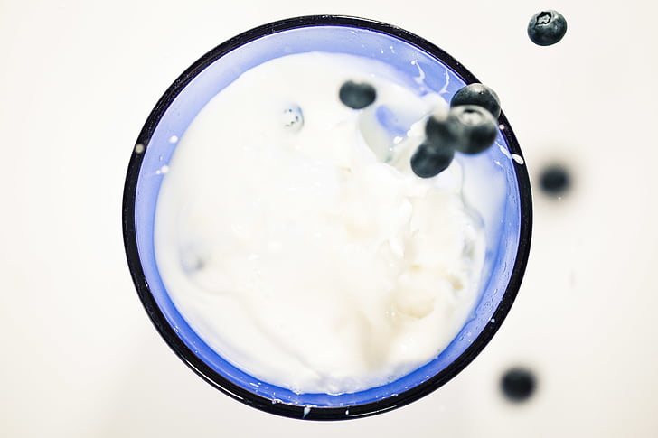 microscopic, cells, glass, milk, blueberries, fruits, healthy