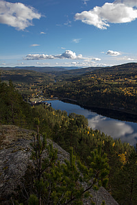 Telemark Norja, Metsä, taivas, Mountain, vesi, kuusen, Pine