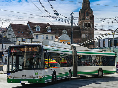 o - bus, Bus, bus troli, mengemudi listrik, oberleitungsomnibus, motor listrik, listrik