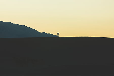 man, mountain, person, silhouette, standing