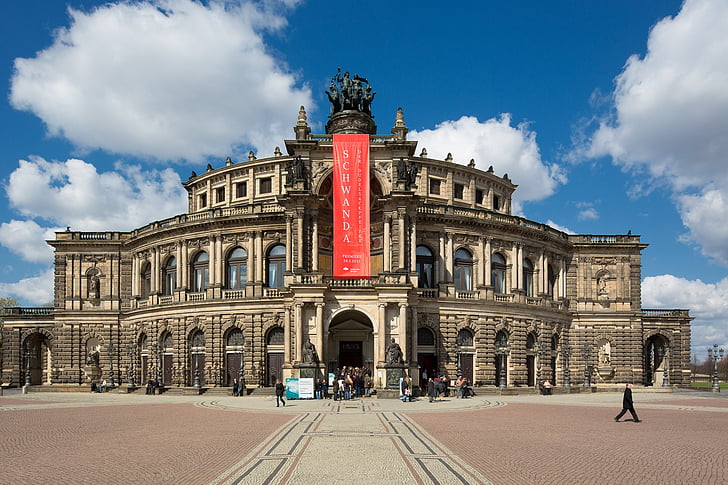 Semperova opera, Drážďany, historicky, budova, Opera house, staré město, opery