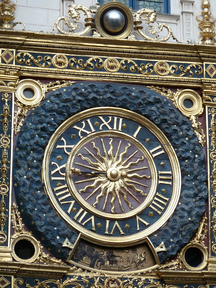 rouen, clock, normandy, france, dial