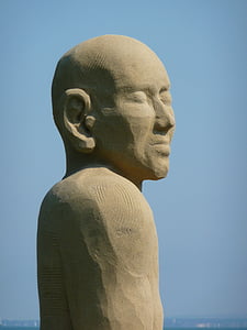rzeźby z piasku, człowiek, twarz, Jezioro Bodeńskie, Rorschach