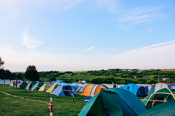 izbor, šotor, dnevno, trava, kampu, platno, glasbeni festival