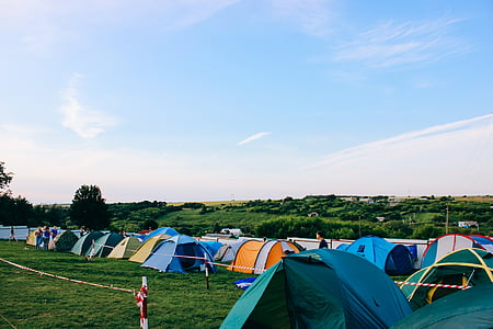 Muhtelif, çadır, gündüz, çimen, kamp sitesi, Tuval, Müzik Festivali