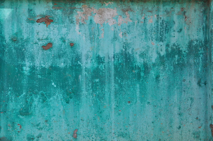 turquoise, sheet, weathered, corrosion, metal, rusted, old