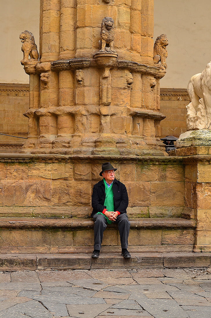 home, Colonna, pedra, ciutat, calor, Florència, Itàlia
