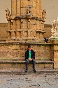 uomo, colonna, pietra, città, calore, Firenze, Italia
