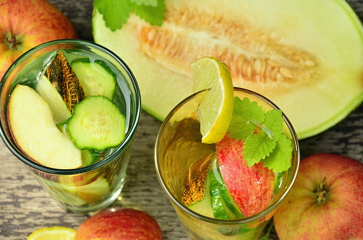 boisson fruits, eau, cure de désintoxication, Détox-eau, melon, Futuro melon, pomme