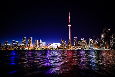 Toronto, cidade, Torre CN, SkyDome, linha do horizonte, arquitetura, edifícios