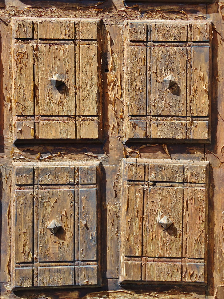 porta, madeira, metal, prego, porta de madeira, arquitetura, antiga