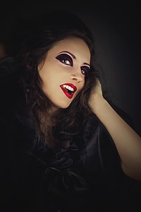 mujer, vampiro, chica, la bruja, negro, gótico, maquillaje