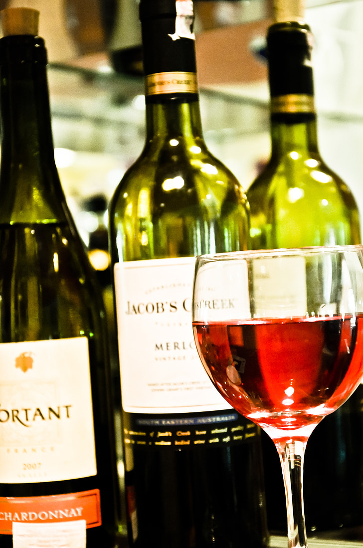 wine, bottle, wine glass, glass, white wine, wine leaf, red